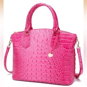 Satchel Women's Vegan Leather Crocodile-Embossed Pattern With Top Handle NWOT